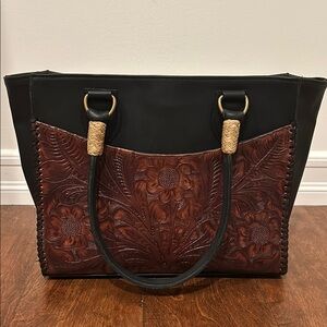 Lucchese Tooled Leather Tote Bag